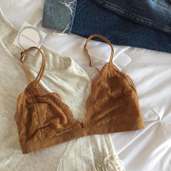 NWT Coffee Lace Triangle Bralette - Picture 4 of 4